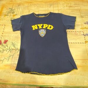 NYPD Kids Embroidered Logo Navy T-Shirt. Size Youth 14-16